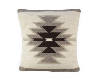 Handwoven Wool Pillow Cover/ Fair Trade Pillow Cover/ Boho Chic Home Decor/ Tribal Print Pillow Cover /Wool Pillow Cover/ 22x22 Pillow Cover