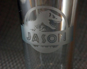 Personalized Jurassic Park Pint Glass - personalized dinosaur pint glass - great as a gift or for wedding parties