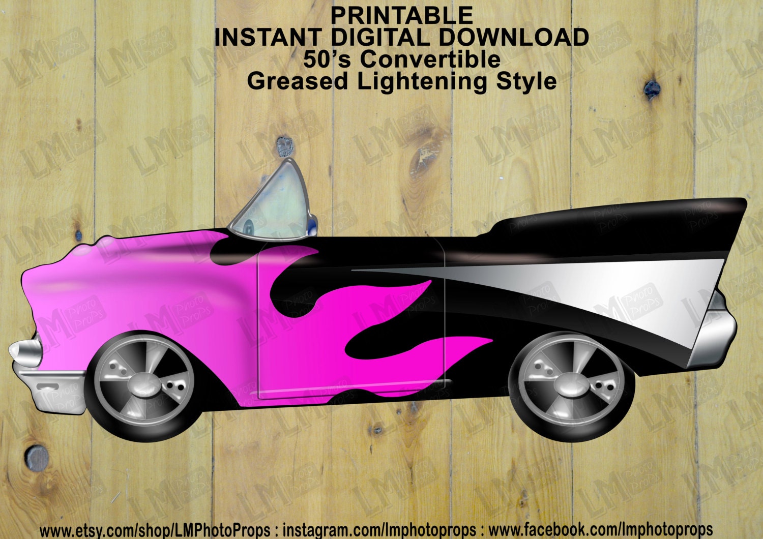 Pink Greased Lightning Booth Prop Cars Prop 50s Car Photo