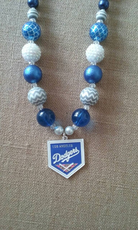 LA Los Angeles Dodgers MLB Baseball Bubble Gum Bead Necklace