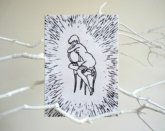 Linocut "Pin Up 1", pin up, retro, linocut, sexy