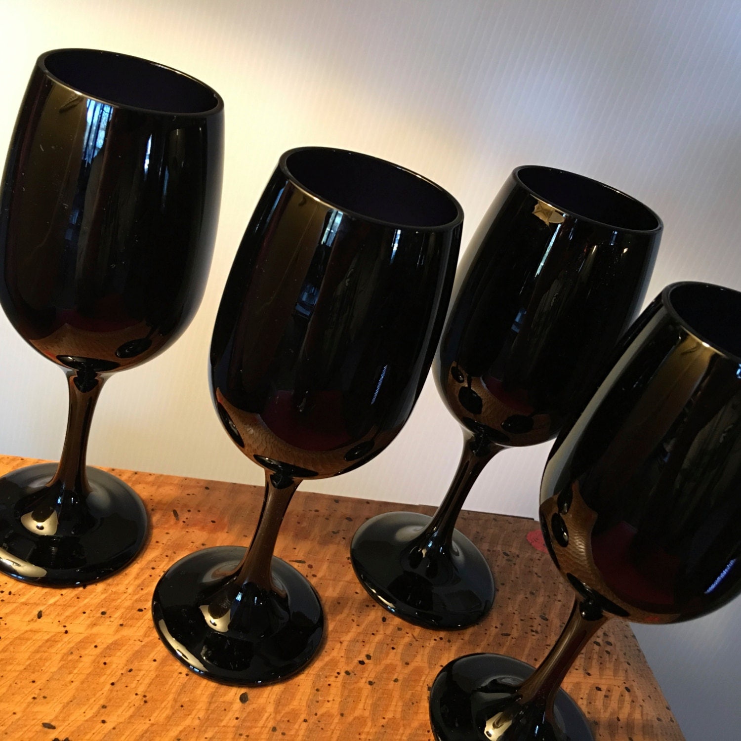 black wine glasses