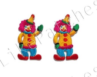 Set 2 pcs. Circus Joker Smiley face New Sew / Iron On Patch Embroidered Applique Size 2.7cm.x4.5cm.
