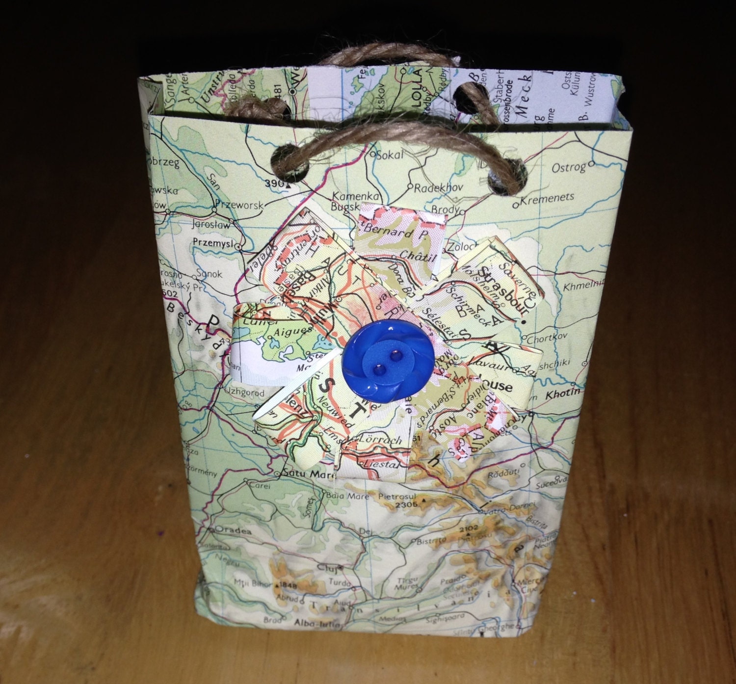 World Map Paper Gift Bag Small Bon Voyage by TheProcraftinator