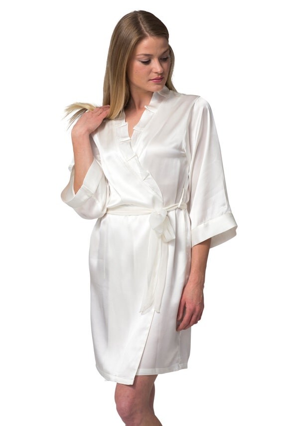 plain white silk robe