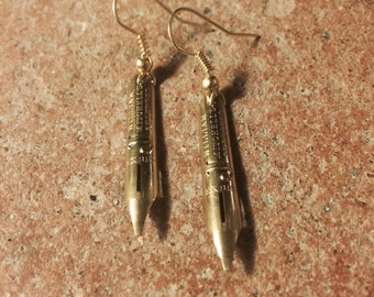 Vintage fountain pen nib handmade upcycled earrings gold plated