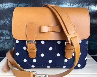 Navy Polkadot Mirroless Camera Bag , Genuine Camera Bag