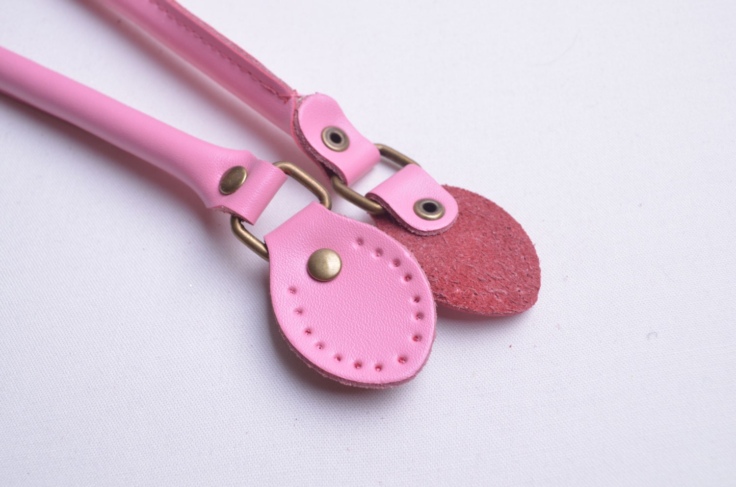 Pair Pink Leather purses handles,Genuine Leather purses straps,Pink ...