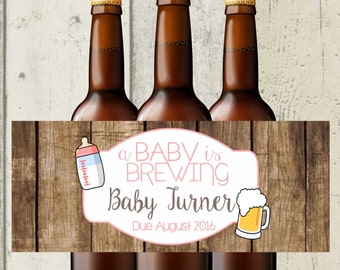 A Baby is Brewing Beer Bottle Labels, Baby Shower Beer Bottle Labels, Custom Beer Bottle Labels, Beer Baby Shower Labels, Beer Baby Shower