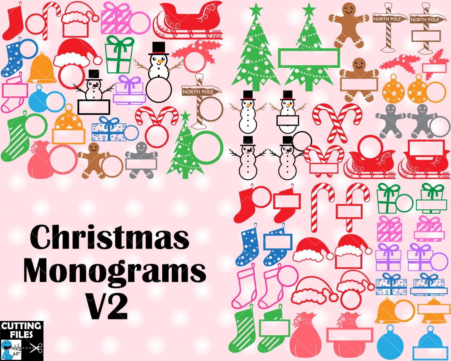 Download Christmas Monogram V2 Cutting files SVG DXFEPS Vinyl cut