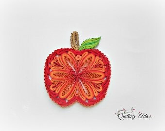 Quilled apple – red apple ornament – quilling fruits - home decor – paper fruit – Christmas decoration