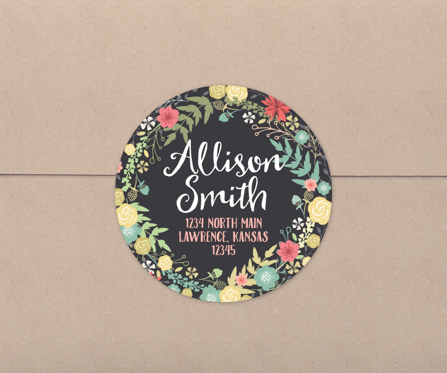 Address Stickers Return Address Labels Floral Round