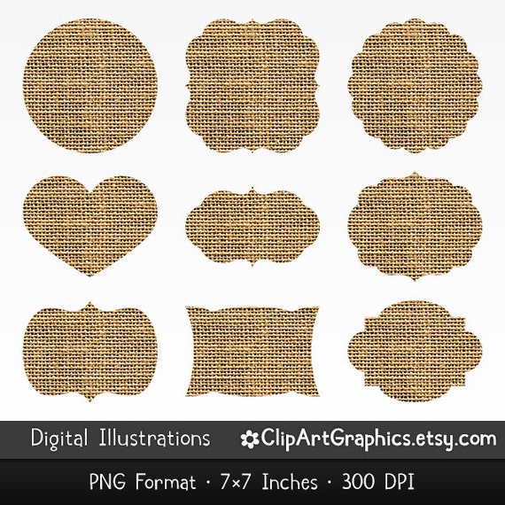 Digital Burlap Label Clipart Burlap Heart by ClipArtGraphics