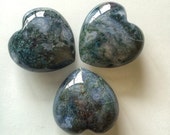 Moss Agate Gemstone Heart-Hand Carved Puffy Heart -Palm Stone-Meditation Tool- Gemstone Heart-Reiki Healing-Metaphysical Crystals