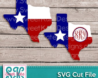 Texas SVG Flag Monogram Option JPG PNG {Scrapbook Die Cut Heat Transfer Vinyl Cut} Cricut svg Silhouette svg usa Sweet Kate Designs
