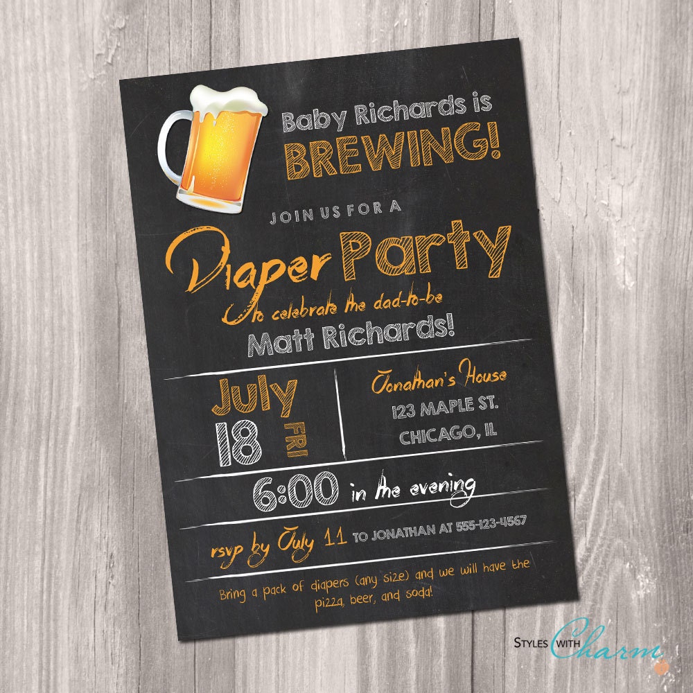 Diaper Party Invitation Beer and Diaper Party Invitation