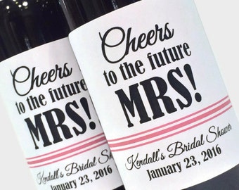 Bridal Shower Favor or Bachelorette Favor, Mini Wine Labels, Cheers to the Future MRS! Custom mini wine bottle labels