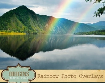 Rainbow Photography Overlays, rainbow PNG clipart photo overlays, realistic rainbow photo light effects, digital photoshop overlays