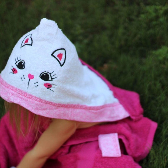 Cat Kitten Hooded Towel/ Custom Hooded Towel/ Towel For Girls