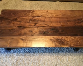 Beautiful Black Walnut Industrial Coffee Table