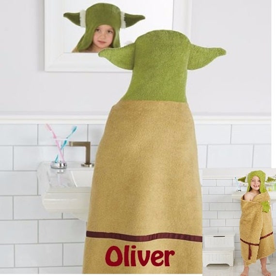 Yoda Geeky Baby Hooded Towel with name