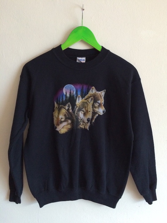 Vintage 90s wolf print sweatshirt