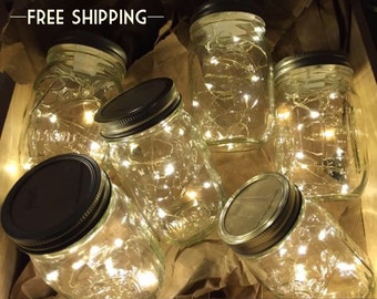 Firefly Lights and Mason Jar, Outdoor Lightning, rustic, Fairy Lights, Mason Jar Lights, String Lights, Wedding Lights, Wedding Centerpiece