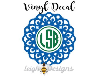 Mandala Monogram Decal, Monogram Sticker, Car Sticker, Vinyl Car Decal, Monogram, Vinyl Car Monogram, Custom Car Decal, Vinyl Monogram Decal
