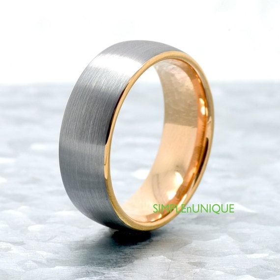 8mm 2 Tone Unique Engagement Ring for Him Tungsten Carbide
