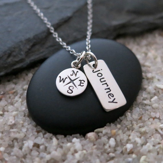 Journey Necklace Compass Necklace Silver Journey Charm