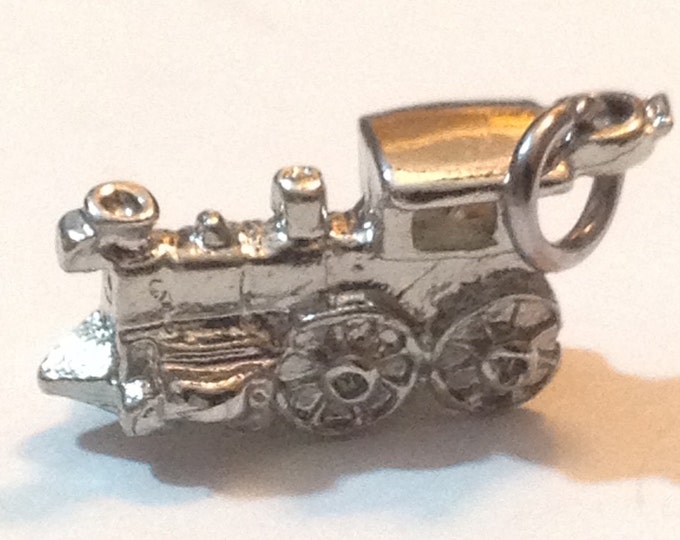 Storewide 25% Off SALE Vintage Sterling Silver Railroad Steam Engine Train Style Keepsake Designer Charm Featuring Unique Beautiful Design