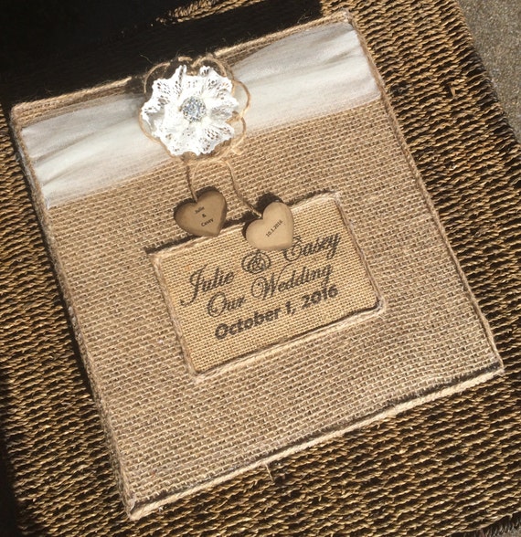 LARGE Rustic photo album / Burlap Lace photo album / handmade