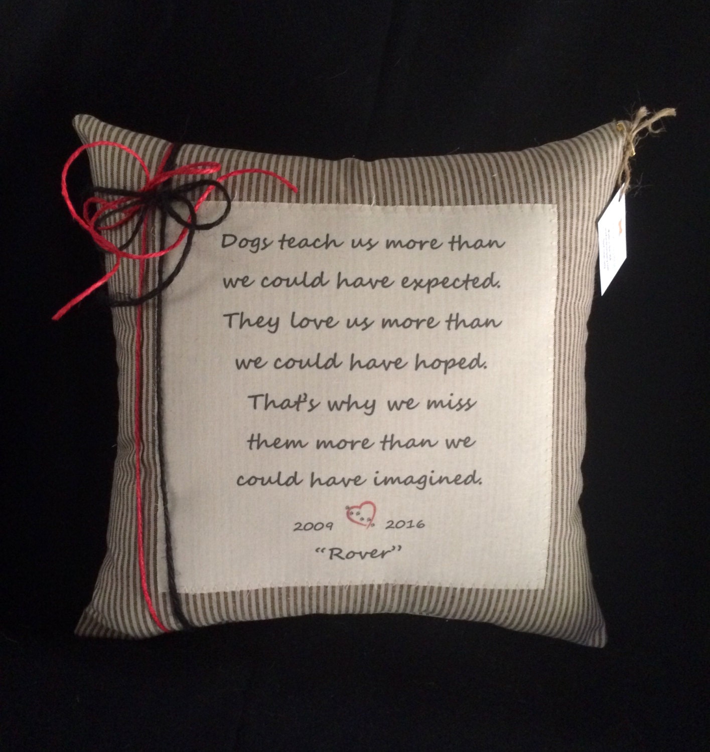 Personalized Pillow Dog Sayings 'Dogs Teach Us...'