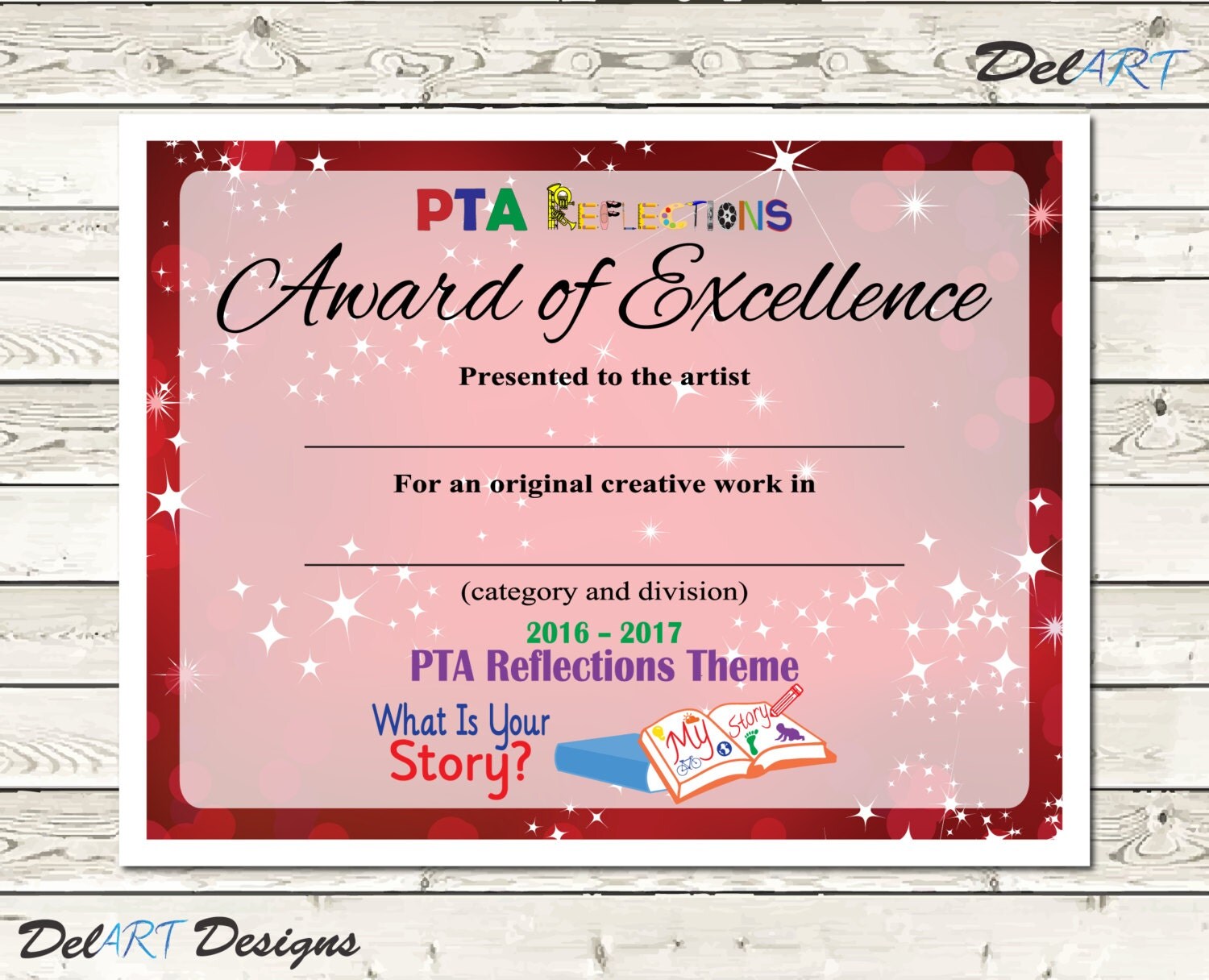 PTA Reflections Certificate 20162017 Digital Printable PDF