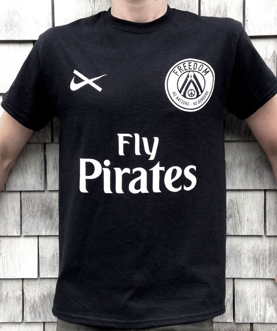 Fly Pirates Shirt Black Freedom Peace by EightyEightBags on Etsy