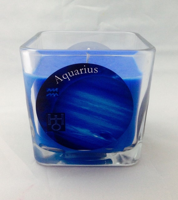 Aquarius Zodiac Candle Kentucky Bourbon Scent by StarFlameCandles