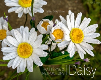 Crochet Daisy Flower Pattern - Shasta Daisy Pattern - Instant Download