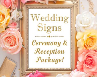 50% OFF SALE - Wedding Signs, Table Numbers, Wedding Hashtag Sign, Gold Table Numbers, Wedding Printables, Printable Wedding Sign