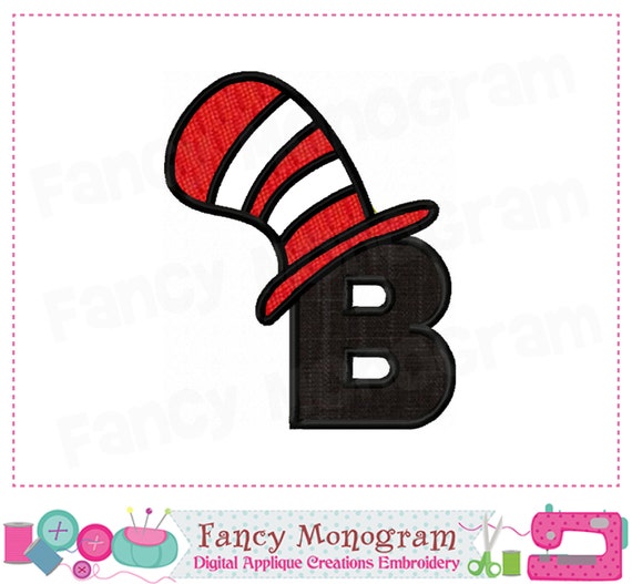 Cat Hat Monogram B AppliqueCat Hat Letter B AppliqueBCat