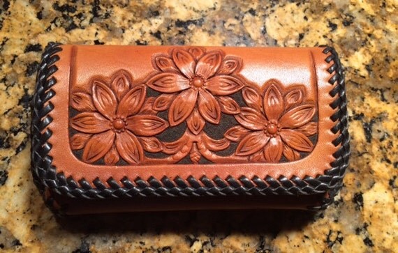 Hand Tooled Leather Phone Case by JMRCustomLeather on Etsy