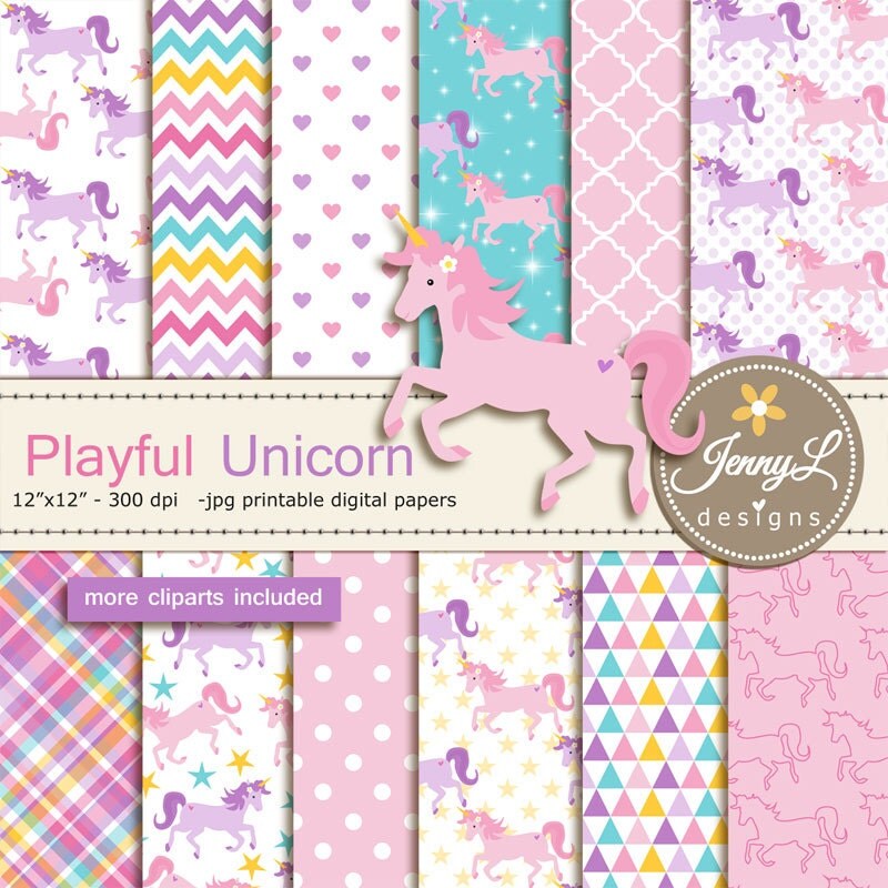 unicorn digital papers and cliparts pegasus pony for