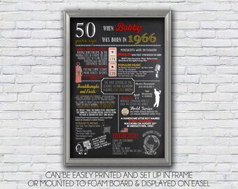 Personalized 50th Birthday Poster, Printable, 1966 Birthday What happened in 1966, Milestone Birthday - High resolution Digital File