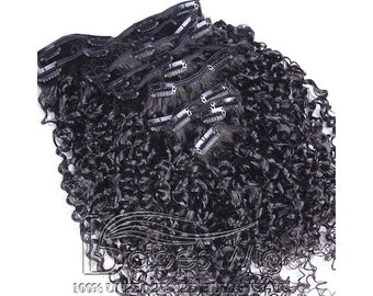 Unprocessed Virgin Brazilian Remy Human Hair Tight Kinky Curly Clip In Human Hair Extensions 10 PCS/Lot 100G 120g 160G Clip Ins Weave Hair