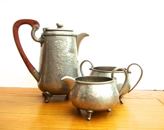 Pewter tea set  Etsy