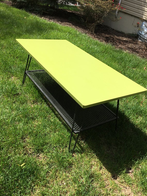 On Hold for Cortne / Hairpin Leg Wrought Iron Table With Dark