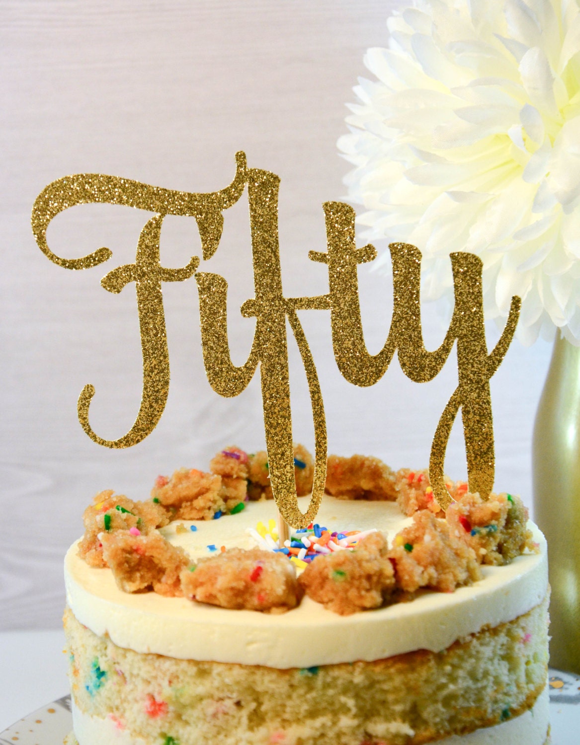 Fifty Cake  Topper  50th Birthday Cake Topper  50th 