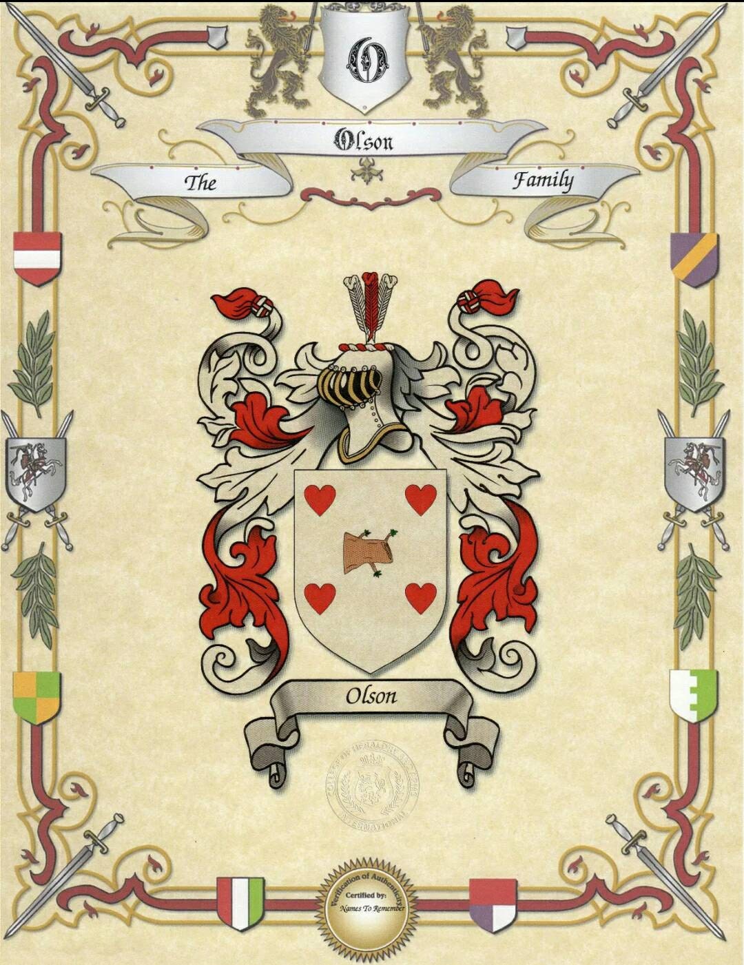 Historical Coat Of Arms From Your Surname Last Name Family