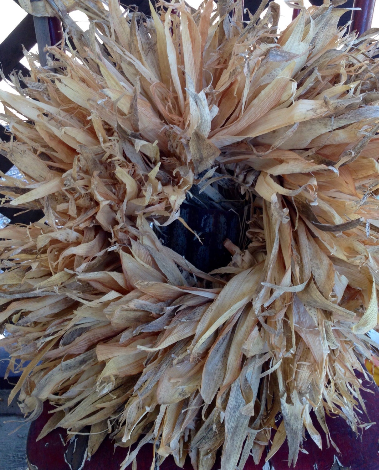 Corn Husk Wreath real corn husks dried by GintherVillageCrafts