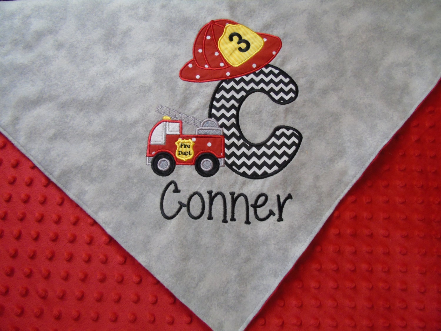 Firefighter Baby Blanket Fire Truck Baby by HushabyeStrBoutique