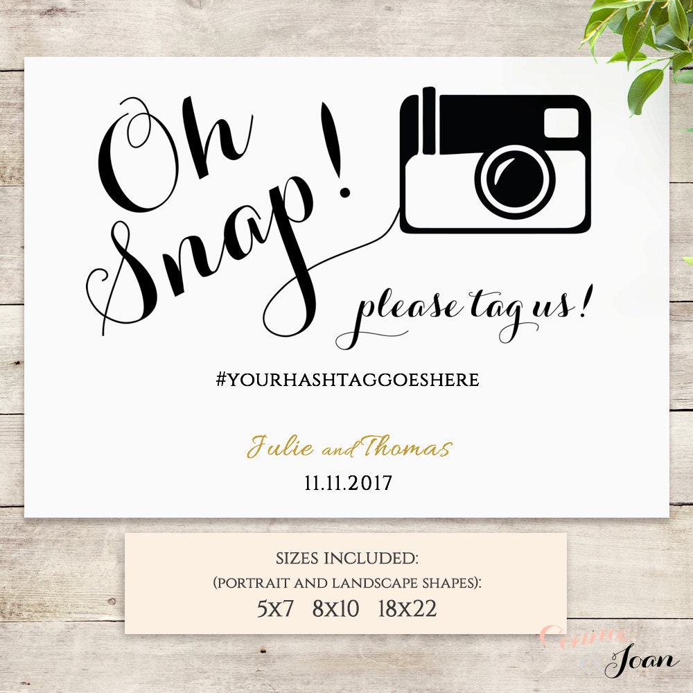 Oh snap hashtag printable template oh snap printable wedding